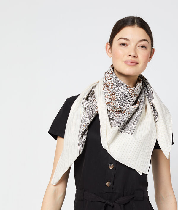 Foulard imprimé à fils métallisés - GOLDIE - TU - Ecru - Femme - Etam