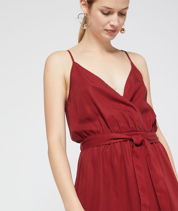 Robe longue cache coeur en tencel® grenat.