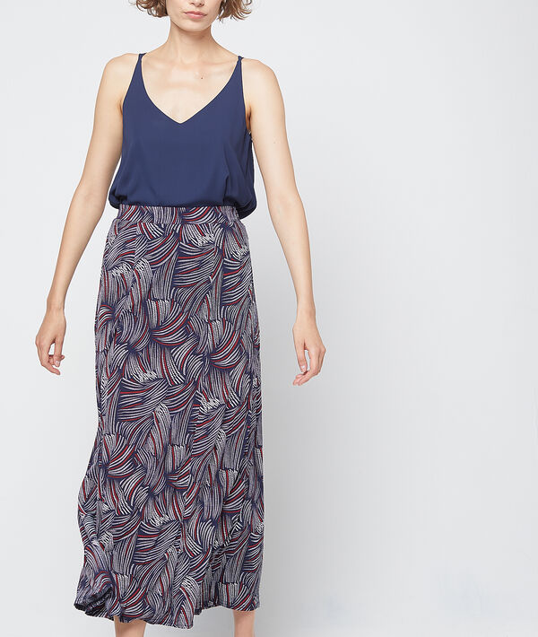 Jupe longue fluide bleu marine.