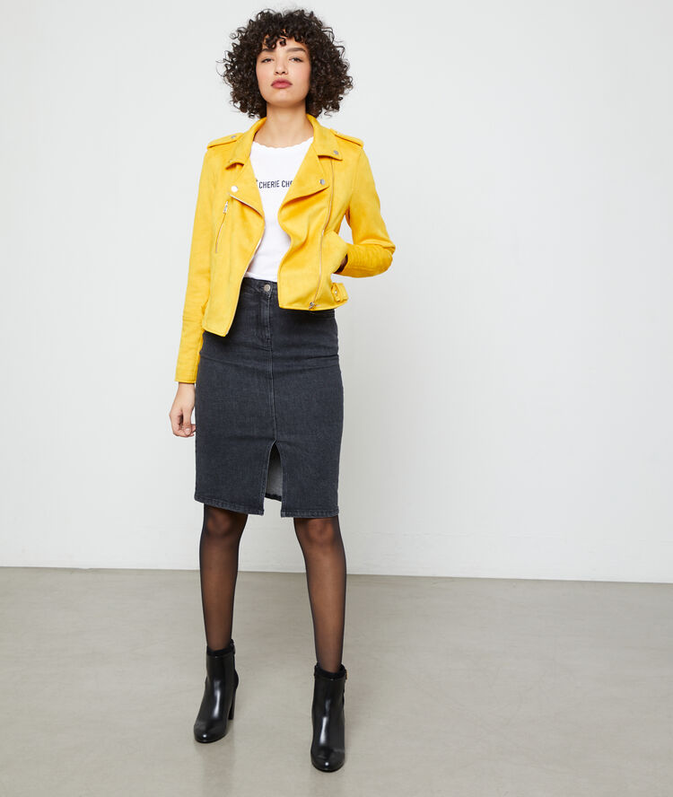 Veste de biker effet daim miel.