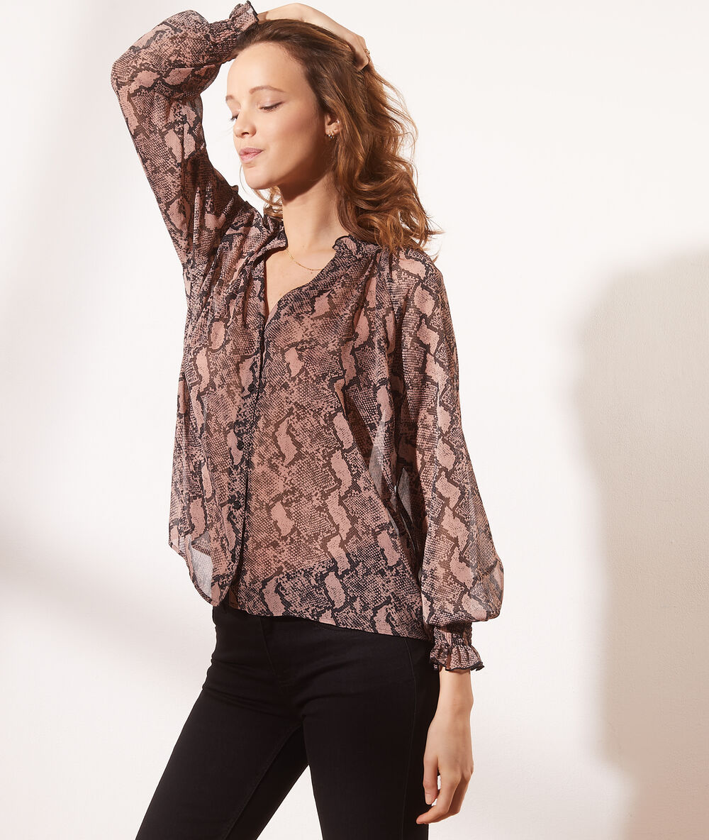 Chemise transparente imprimé python blush.
