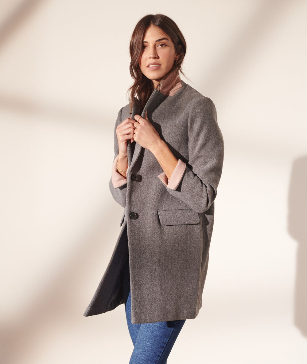 Manteau droit gris chine.