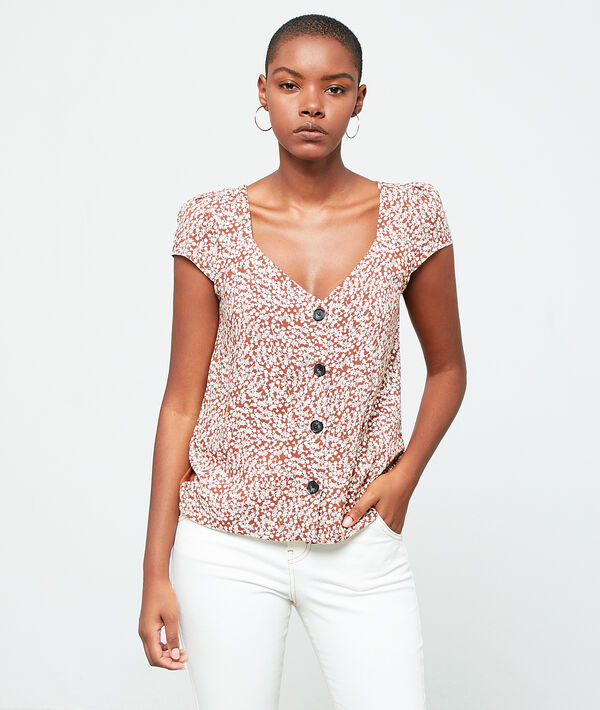 Top boutonné à imprimé fleuri Top boutonné à imprimé fleuri