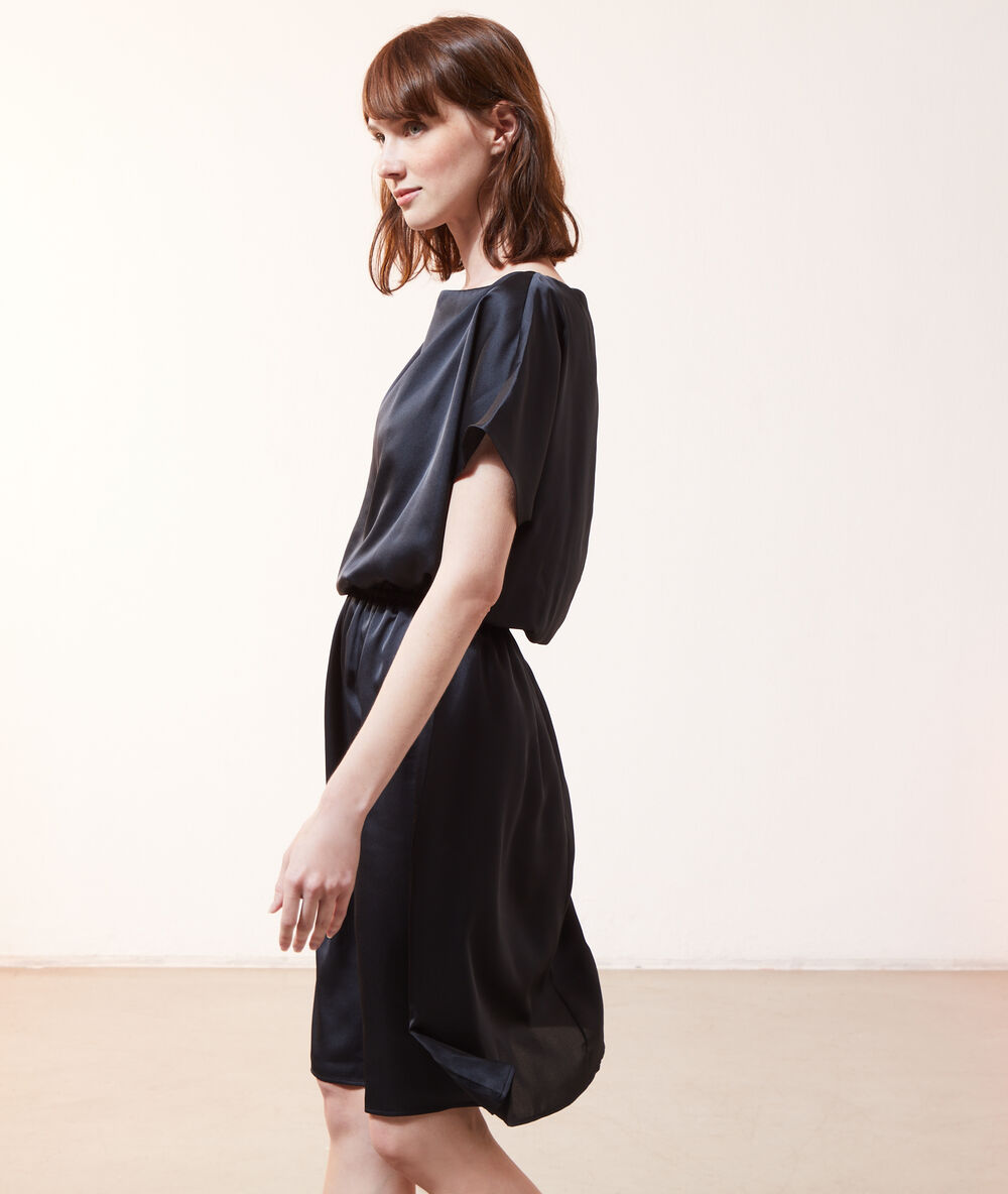 Robe midi 2 en 1 - brassière intégrée noir.