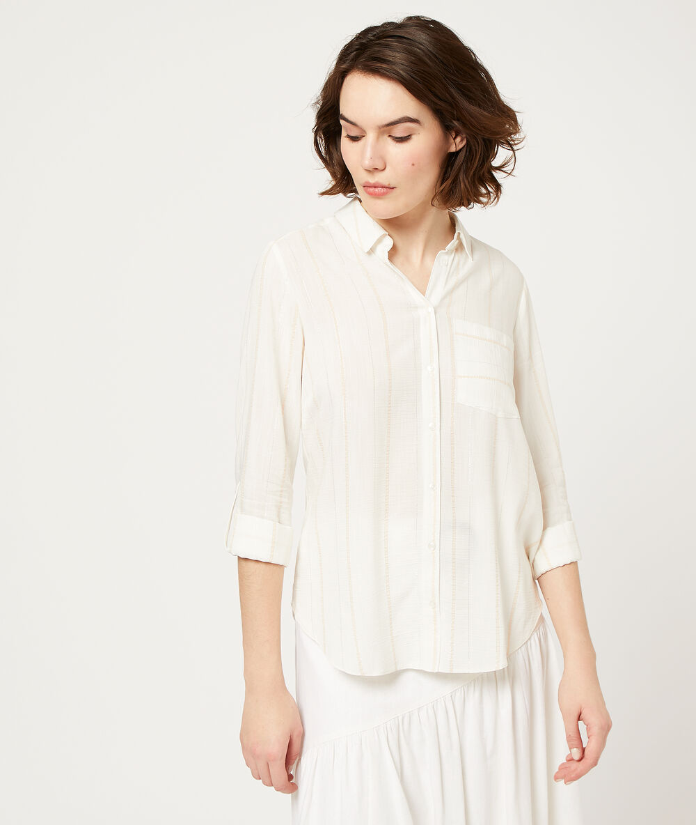 Chemise à rayures blush.