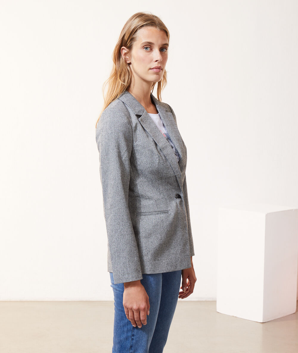 Veste blazer à motifs gris chine.