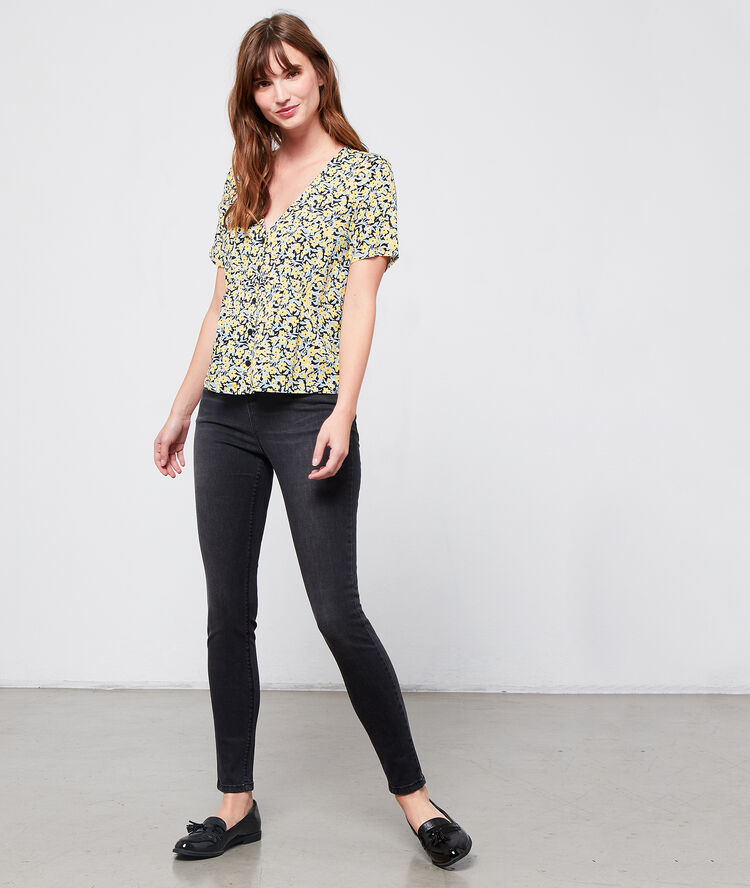 Jean slim taille haute noir.