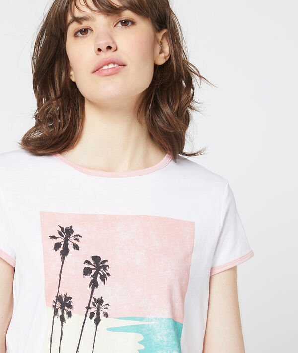 T-shirt imprimé plage blanc.