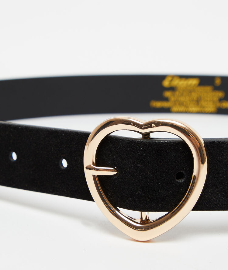 Ceinture à boucle coeur noir.