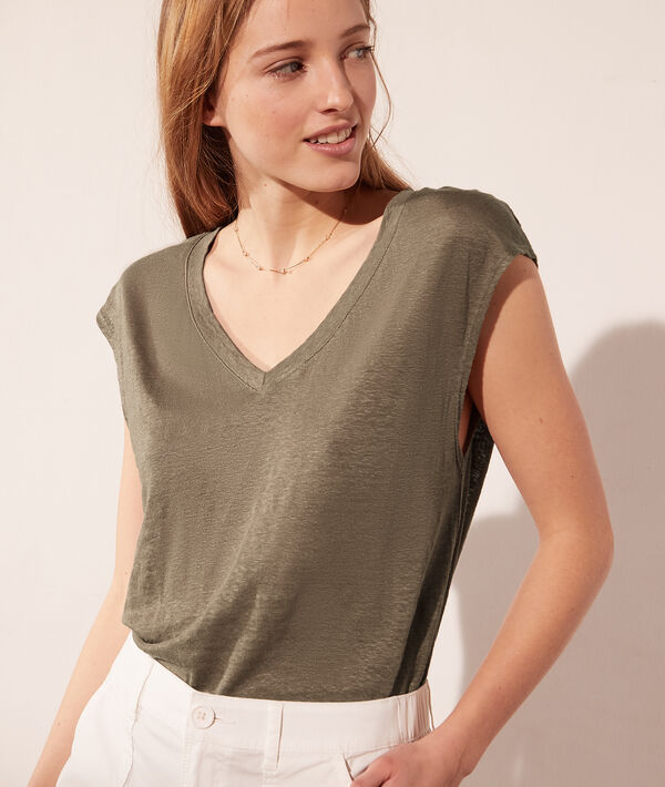 T-shirt col V en lin T-shirt col V en lin