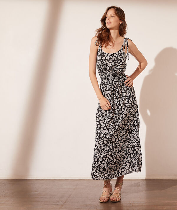 Robe longue imprimé fleuri taille smockée Robe longue imprimé fleuri taille smockée