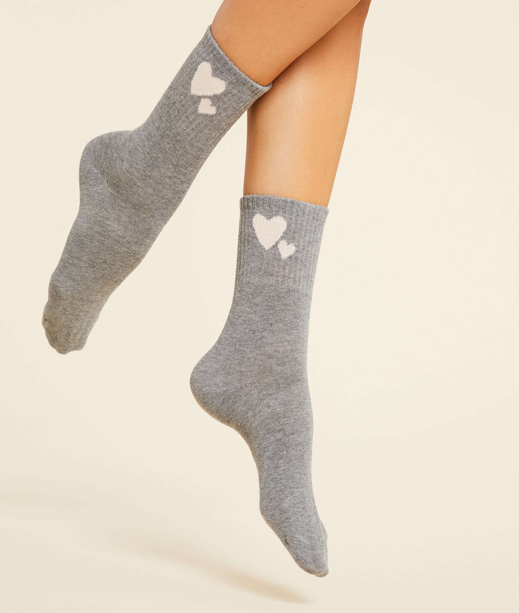 Chaussettes essentielles motifs coeurs - Cho Hearts - TU - Gris - Femme - Etam