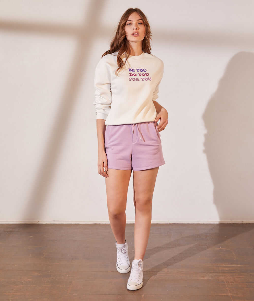 Sweat brodé "be you..." gris chine.