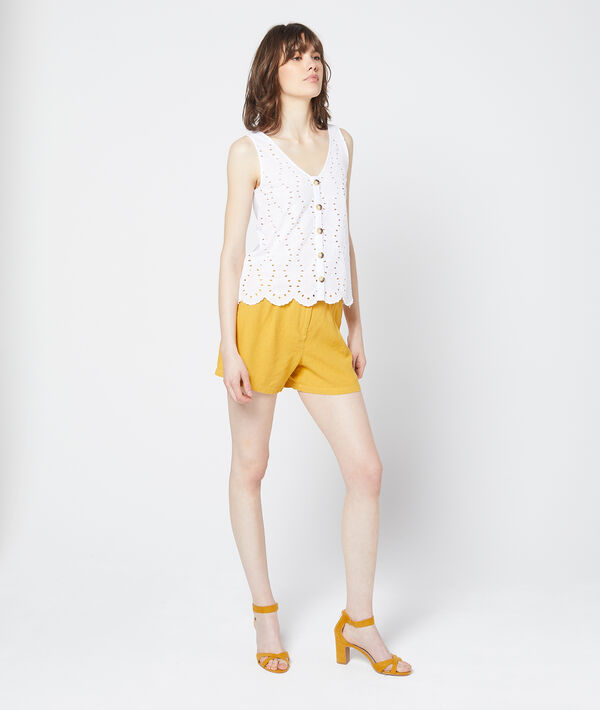 Débardeur à broderie anglaise blanc.