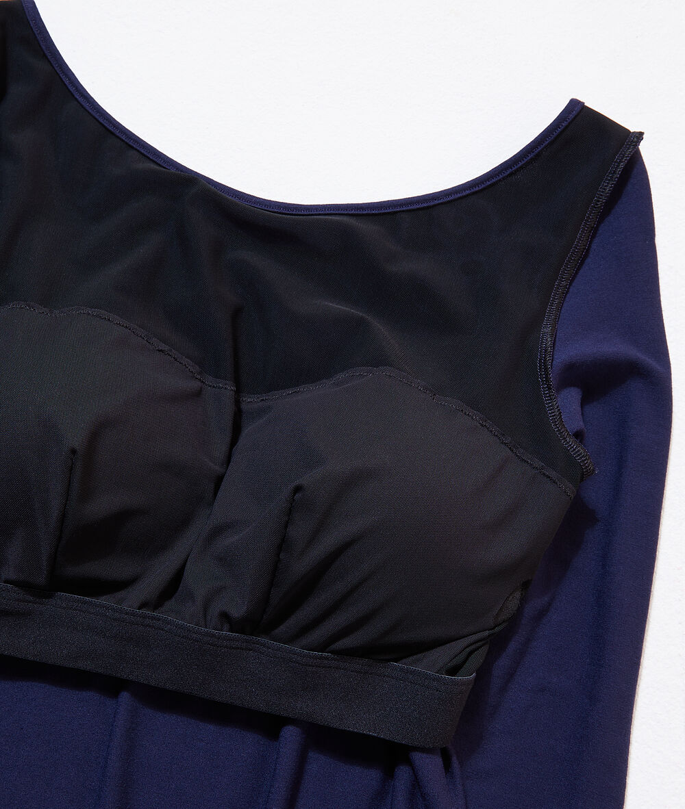Body manches longues 2 en 1 - brassière intégrée bleu marine.