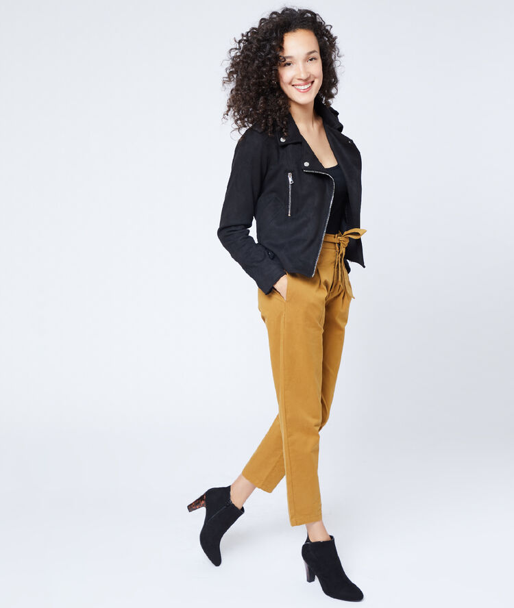 Veste de biker effet daim noir.