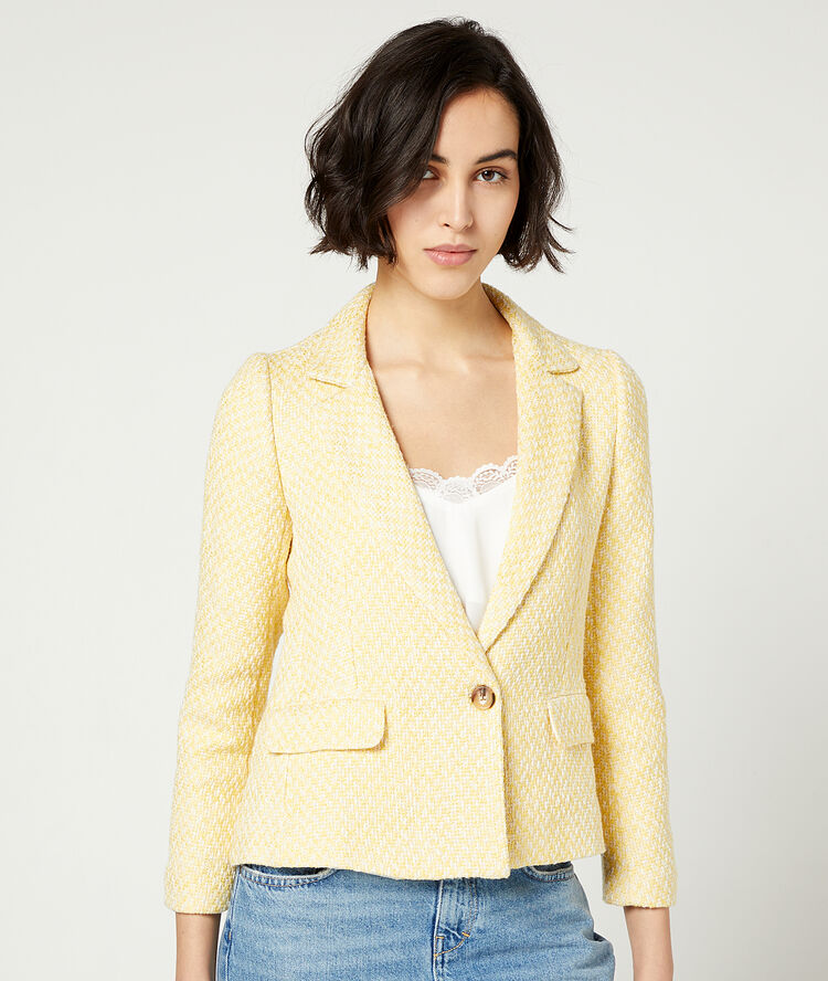 Veste de tailleur effet tweed paille.