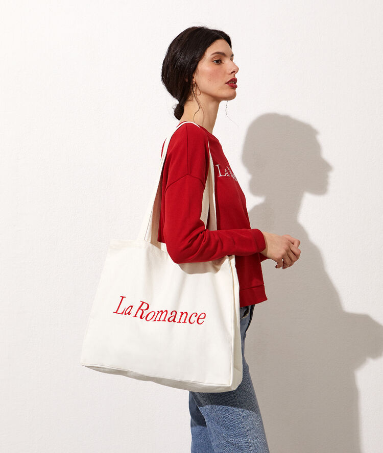 Sweat shirt brodé "la romance" carmin.