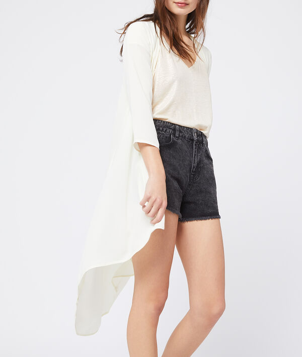 Kimono fluide effet transparent ecru.