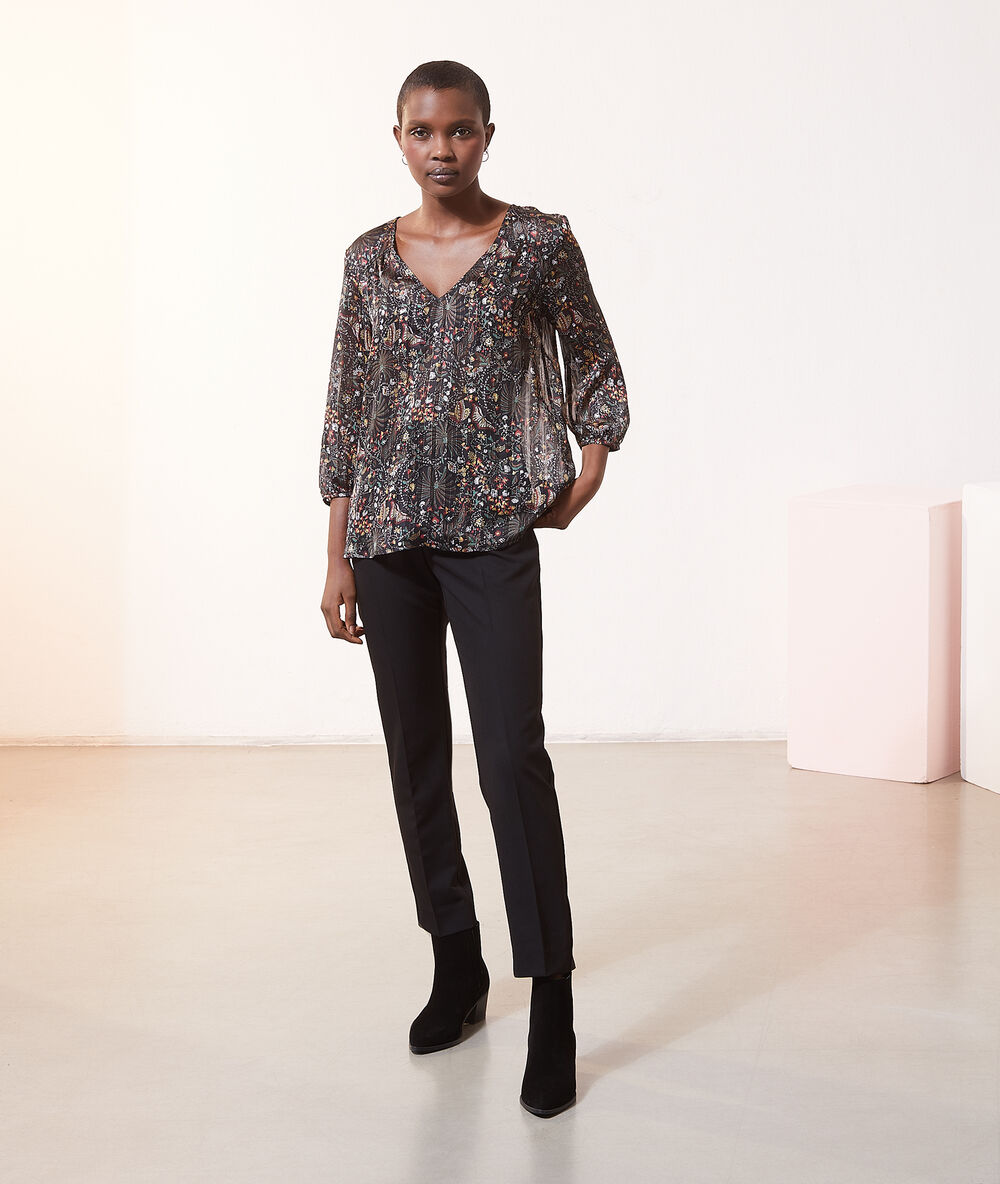 Blouse imprimé fleuri col v foret.