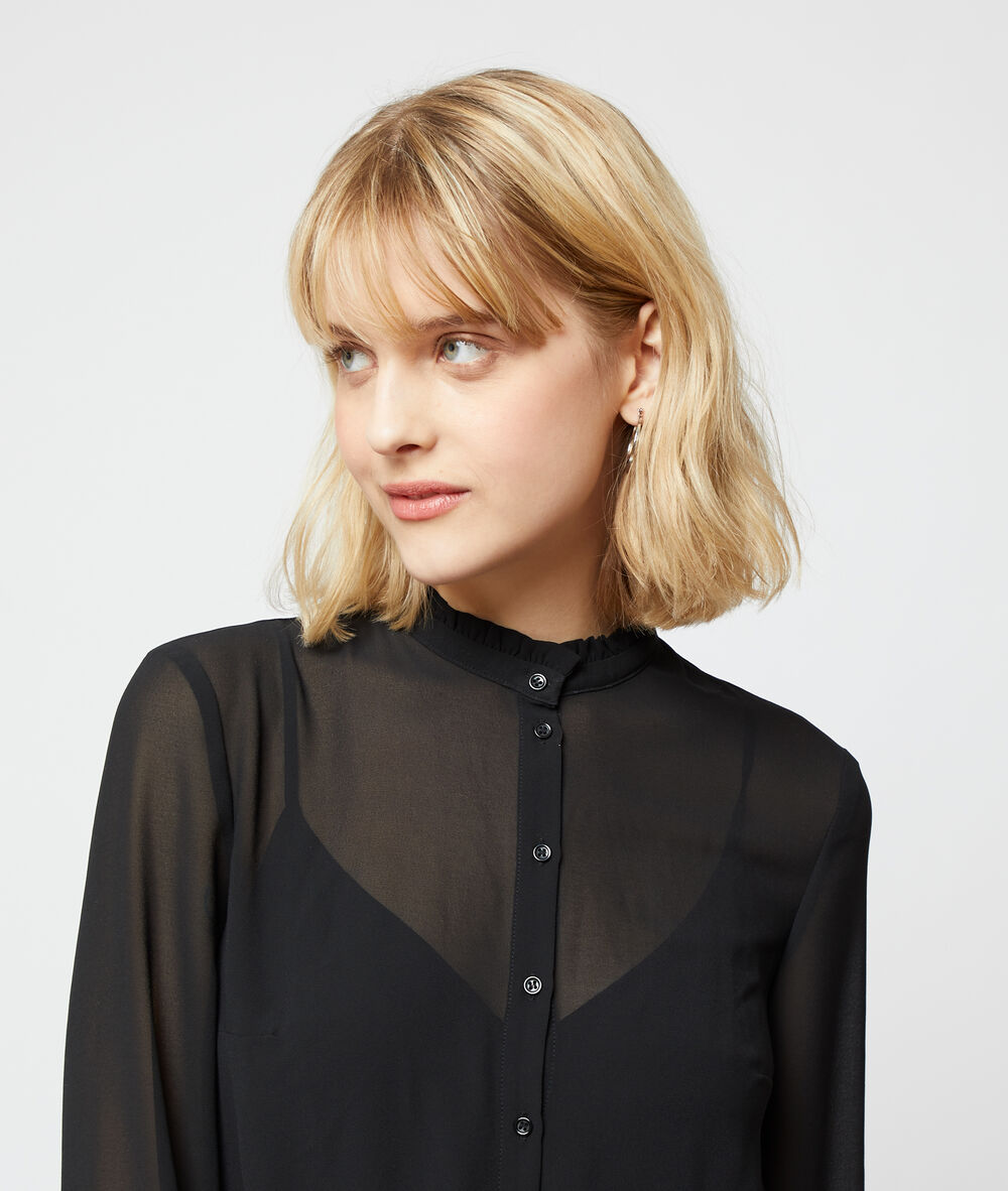 Combishort chemise effet transparent noir.