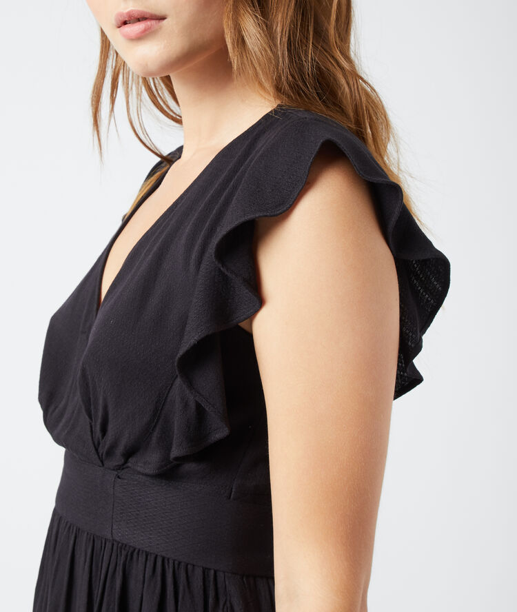 Robe cache-coeur à nouer noir.