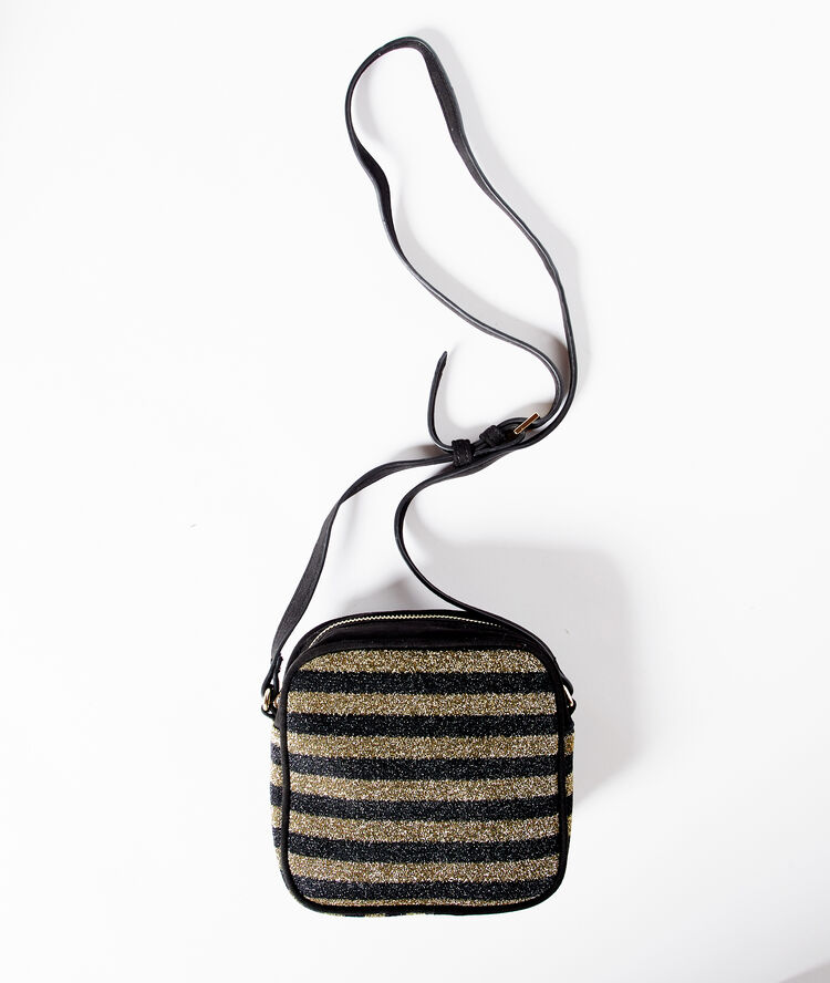 Sac rayé à paillettes dore.