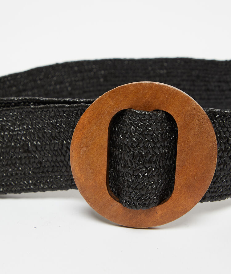 Ceinture large tressée noir.