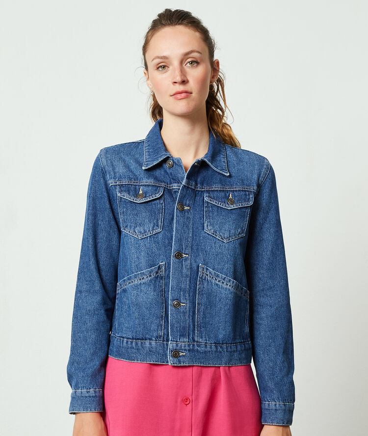 Veste courte en jean stone.