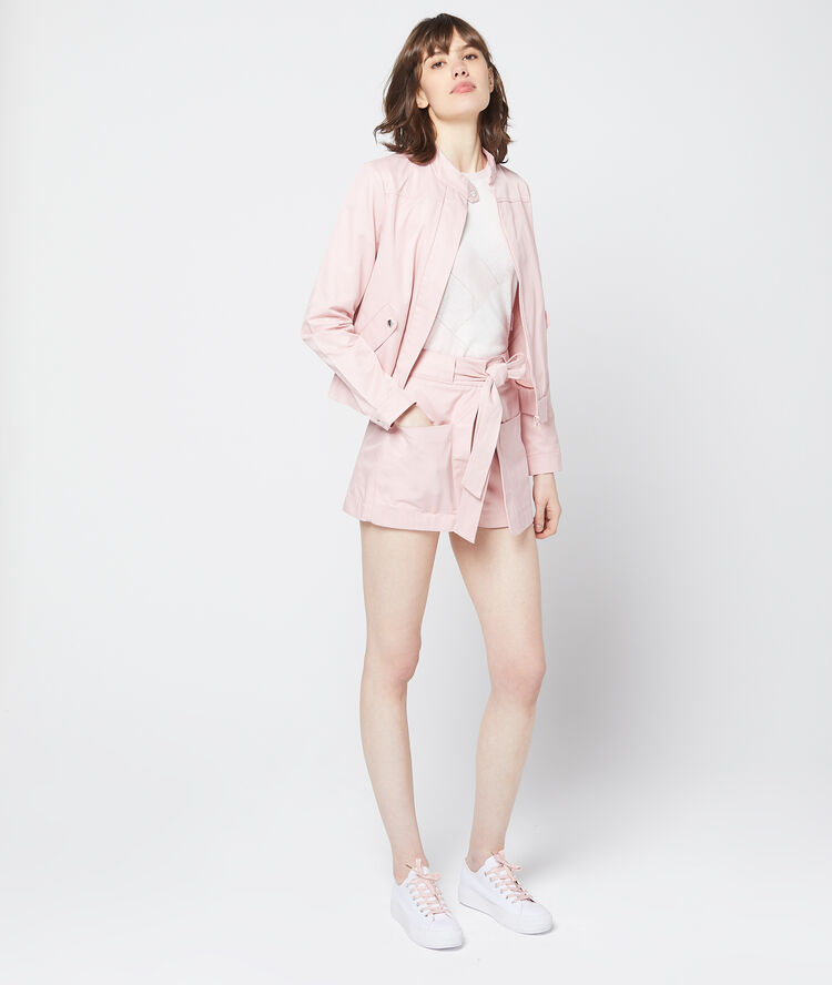 Blouson uni rose pale.