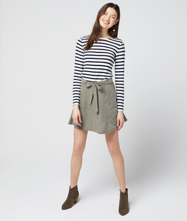 Jupe évasée et ceinturée en tencel® Jupe évasée et ceinturée en tencel®