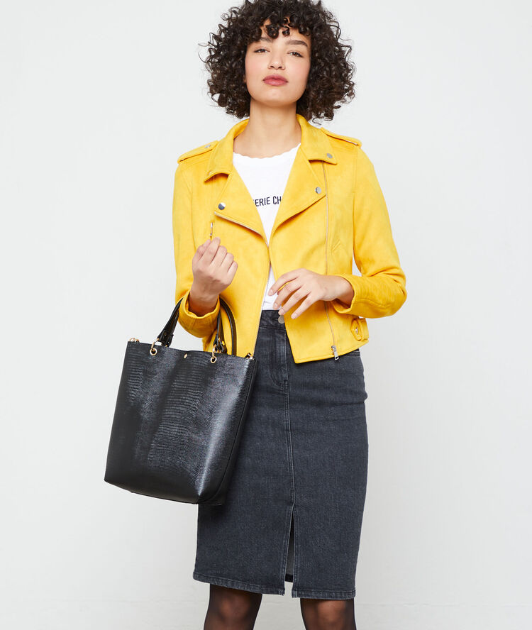Sac cabas effet serpent noir.