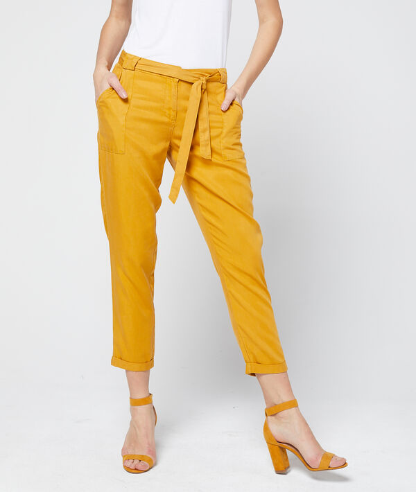 Pantalon carotte ceinturé en tencel® Pantalon carotte ceinturé en tencel®