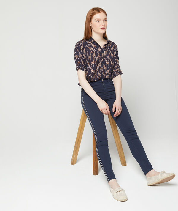 Pantalon skinny à bandes latérales marine.