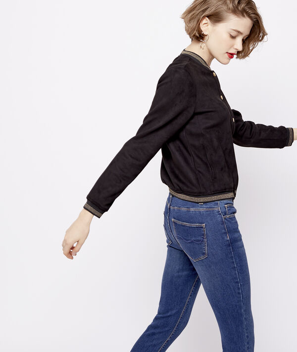 Blouson effet daim noir.