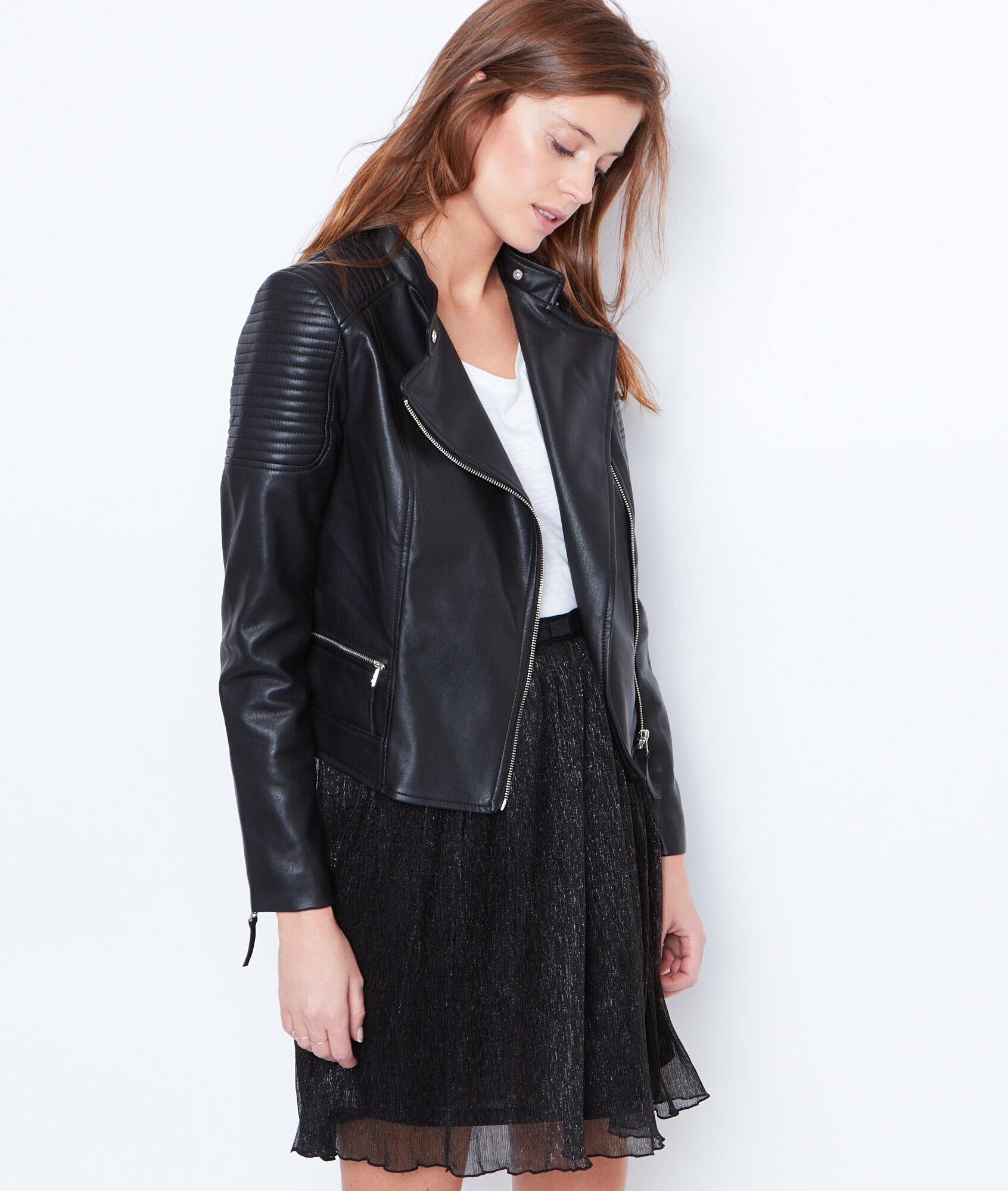 Blouson cuir effet BEKA biker NOIR Etam wYYqCA4rnx
