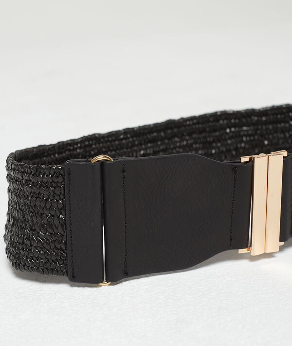 Ceinture large tressée noir.
