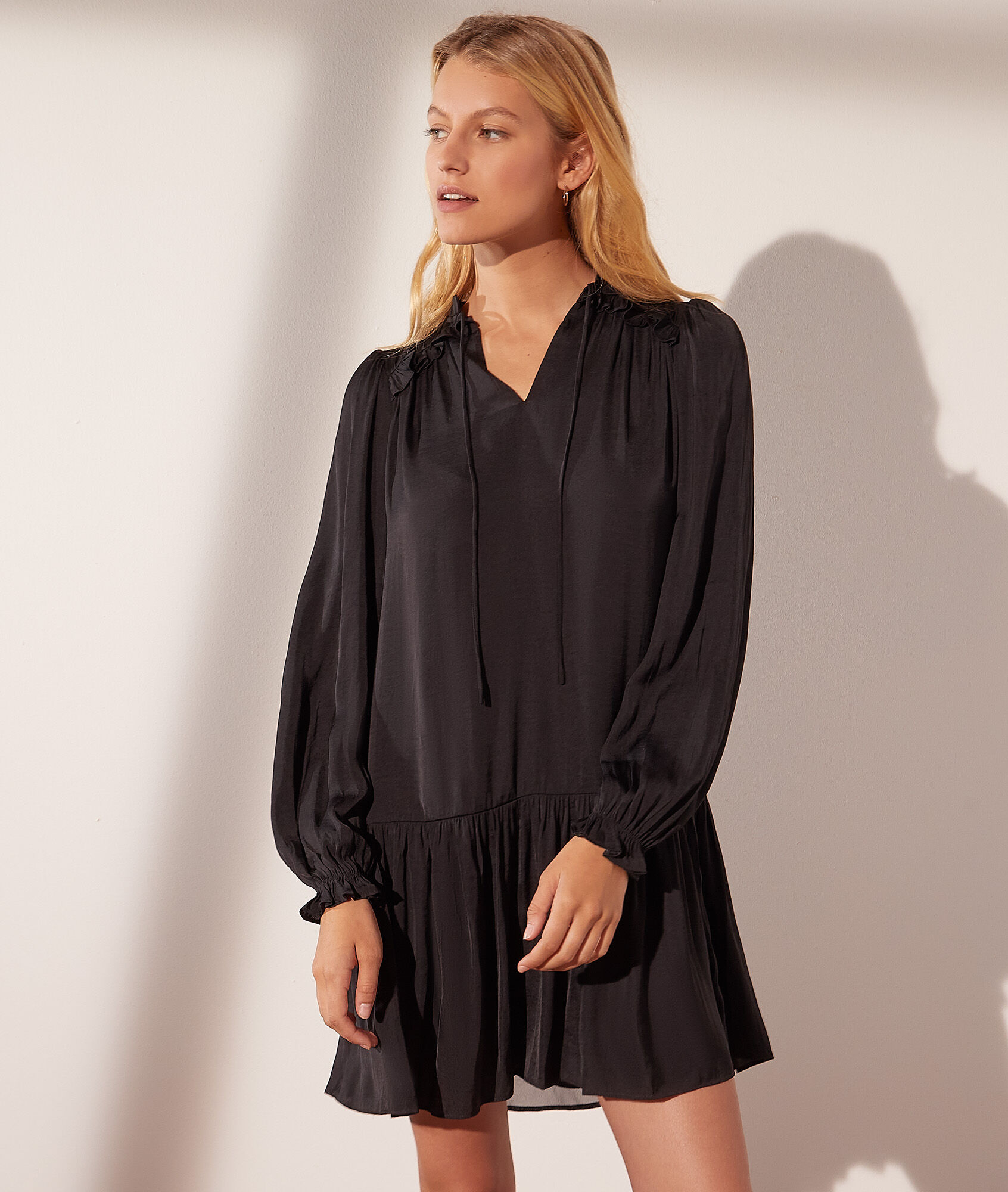 Robe courte satinée - Satina - 34 - Noir - Femme - Etam