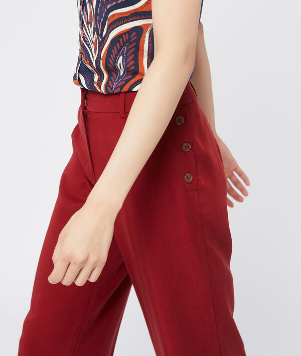 Pantalon large en tencel® grenat.