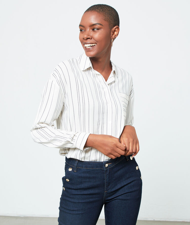 Chemise à rayures creme.