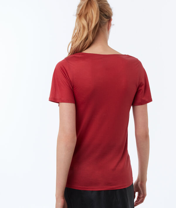 T-shirt col v en tencel® framboise.