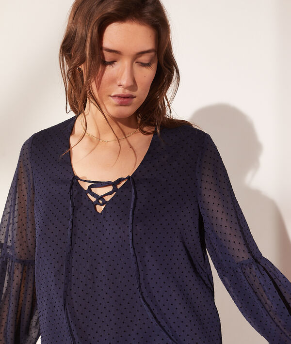 Blouse en plumetis manches ballon Blouse en plumetis manches ballon