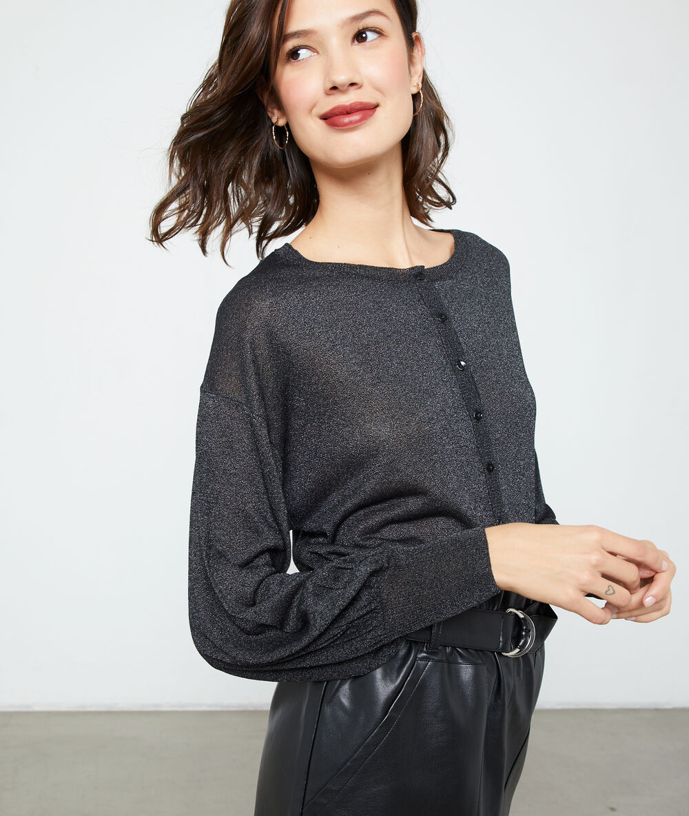Cardigan métallisé noir.