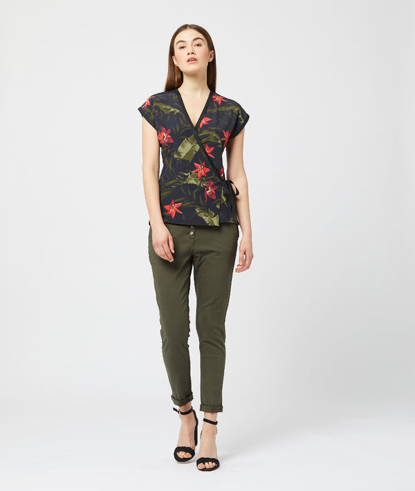 Top cache cœur noué à imprimé floral Top cache cœur noué à imprimé floral
