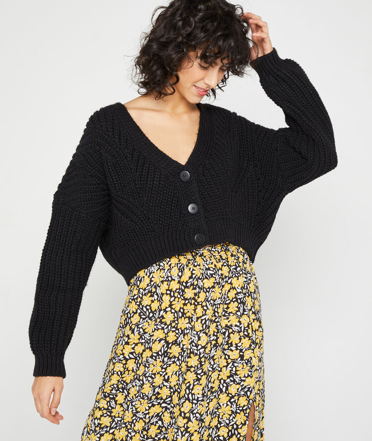 Gilet en grosse maille noir.