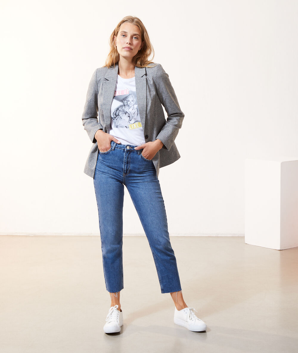 Veste blazer à motifs gris chine.