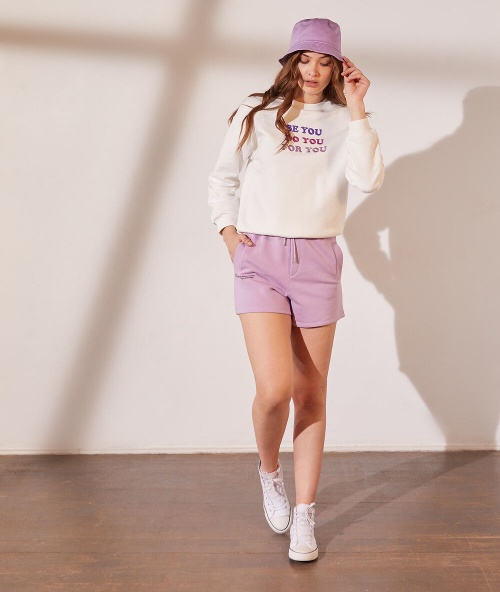 Sweat brodé "be you..." gris chine.