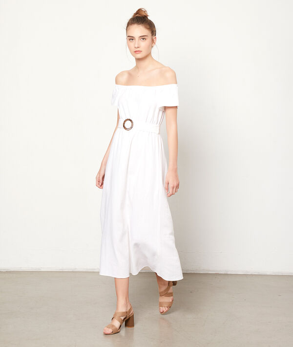 Robe ceinturée épaules dénudées Robe ceinturée épaules dénudées