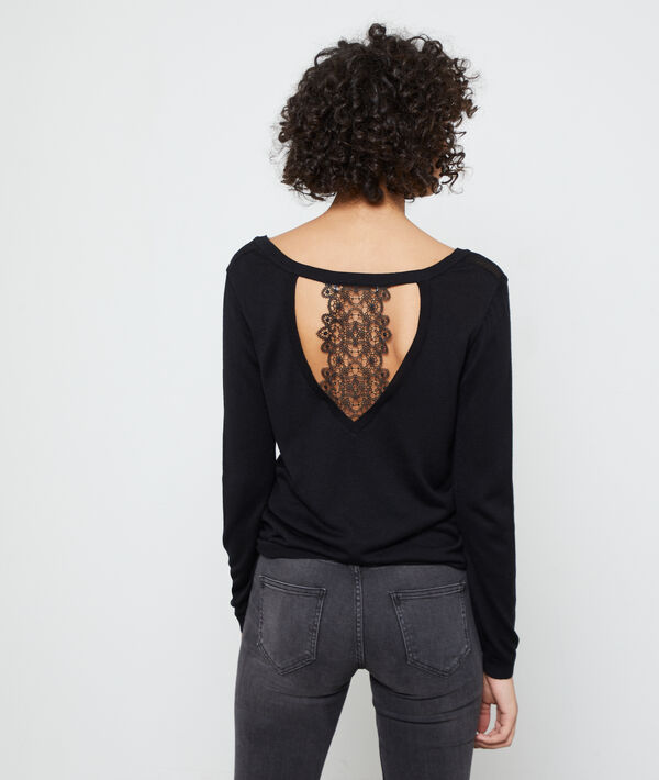 Pull dos ouvert, détails dentelle Pull dos ouvert, détails dentelle