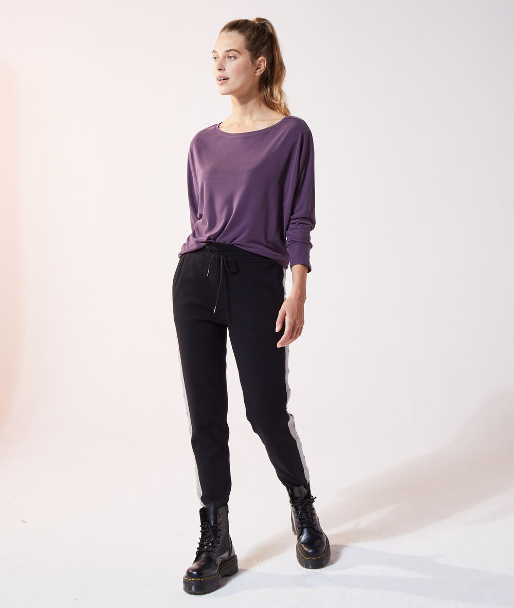 T-shirt manches longues prune.